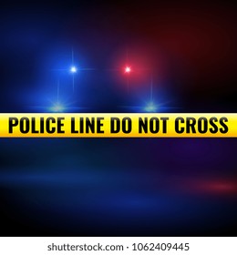 Police Lights And Tape. Police Line Isolated Criminal Accident Zone. Illustration