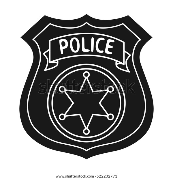 Police Officer Badge Icon Black Style Stock Illustration 522232771