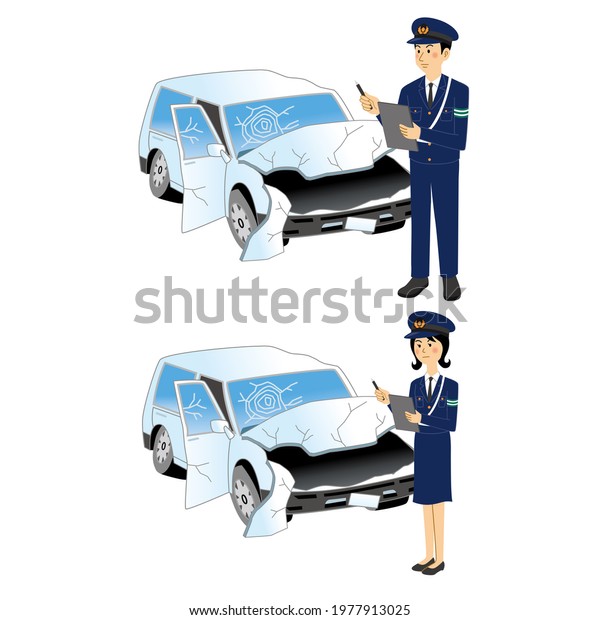 Police officer
confirming a car
accident