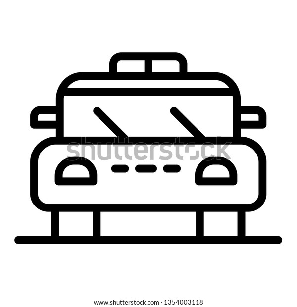 Police patrol car icon.\
Outline police patrol car icon for web design isolated on white\
background
