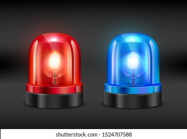 Police siren. realistic pictures of fire or police siren