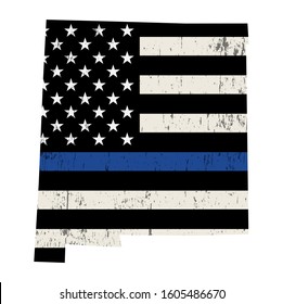 A Police Support Flag In The Shape Of The State Of New Mexico Illustration.