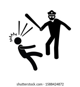 Police Violence Icon (pictogram). Flat Design On Isolated Background.