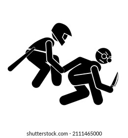 Police Violence Icon (pictogram). Flat Design On Isolated Background.