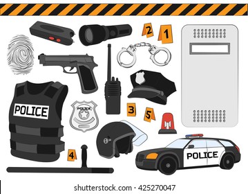 Policeman, police department, uniforms, car. . Safety concept  - Powered by Shutterstock