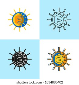 Poliomyelitis Icon Set In Flat And Line Style. Polio Virus Cell Symbols Collection.