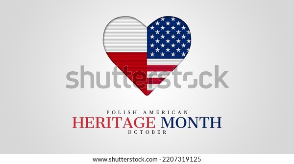 Polish American heritage month\
creative poster with polish and American flag pattern\
heart