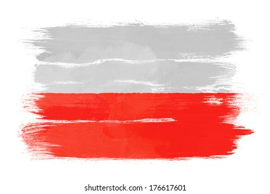 The Polish Flag Painted On White Paper With Watercolor