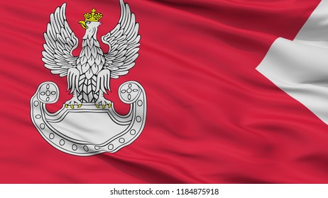 Polish Land Forces Flag, Closeup View, 3D Rendering