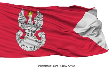 Polish Land Forces Flag, Isolated On White Background, 3D Rendering