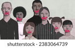 Political art, Concept idea of free speech freedom of expression and censored, surreal painting, portrait illustration , conceptual artwork illustration	
