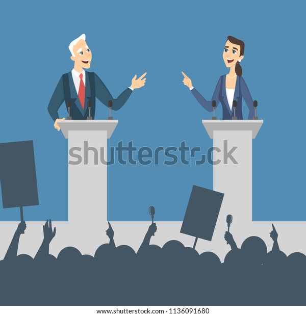 Political Debates Illustration Man Woman Politician Stock Illustration ...