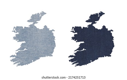 Political Divisions. Patriotic Sublimation Denim Textured Backgrounds Set On White. Ireland