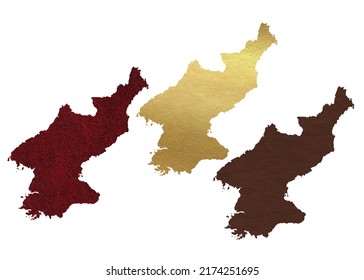 Political Divisions. Patriotic Sublimation Leather Textured Backgrounds Set On White. Korea North