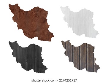 Political Divisions. Patriotic Sublimation Wood Textured Backgrounds Set On White. Iran