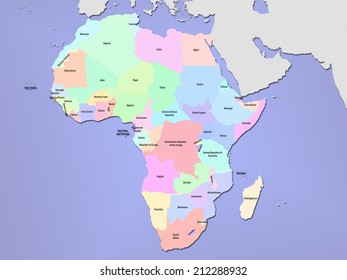 Political Map Africa Light Blue Background Stock Illustration 212288932 ...