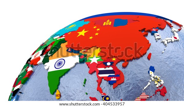 Political Map Asia Each Country Represented: Stockillustratie 404533957 ...