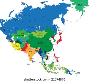 Political Map Asiathe Continent Fastest Growing Stock Illustration ...