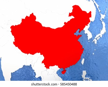 Political Map China Red 3d Illustration Stock Illustration 585450488 ...