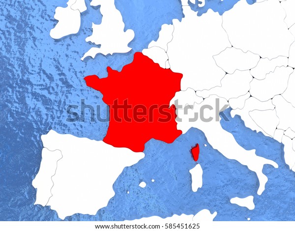 Political Map France Red 3d Illustration Stock Illustration 585451625 ...