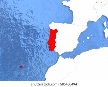 Political Map Portugal Red 3d Illustration Stock Illustration 585450494 ...