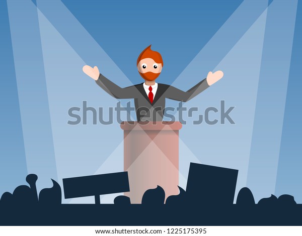 Political Speaker Concept Background Cartoon Illustration Stock ...