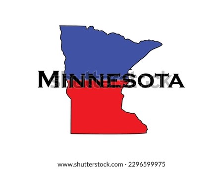 Politically split state of Minnesota with half red and blue. 