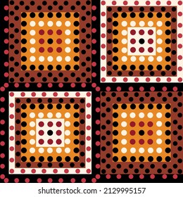 Polka dot pattern in border square frame. Scarf print.
