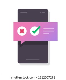 Poll Vote Digital Quiz Message Notification, Choosing Yes No Decision Answer Bubble On Mobile Phone Online, Questionnaire Survey Notice, Right And Wrong, Yes No Checkboxes On Smartphone Image