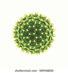 Pollen grain isolated on white , Pollen allergy is also known as hay fever or allergic rhinitis , 3d illustration