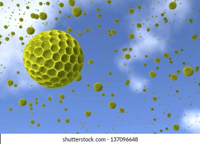 Pollen Grains Against The Blue Sky.