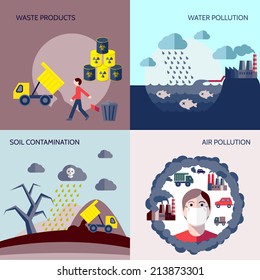 Pollution Waste Products Water Soil Air Stock Illustration 213873301 ...