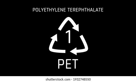 Polyethylene Terephthalate Aka PET Or PETE Or The Obsolete PETP Symbol Or Number 1 Recycle Symbol