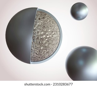 Polymer matrix with agent encapsulated in the microsphere 3d rendering