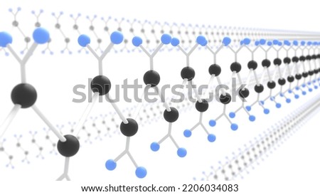 polymer molecular chain structure 3d representarion, polymerization process can be used to describe plastic molecules, a macromolecule cellulose or hydrocarbon chemistry industry [[stock_photo]] © 