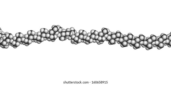 Polypropylene (polypropene, PP) Plastic, Chemical Structure - Linear Fragment (detail). Atoms Are Represented As Spheres With Conventional Color Coding: Hydrogen (white), Carbon (grey)