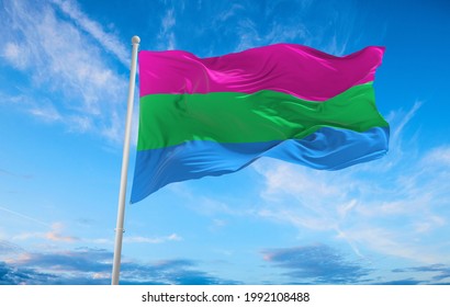 Polysexuality Pride Flag Waving Wind Cloudy Stock Illustration ...