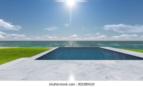 Pool by the ocean