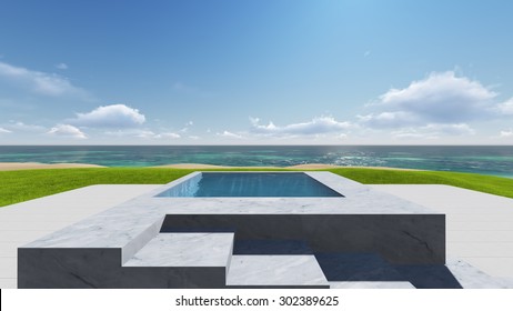 Pool by the ocean