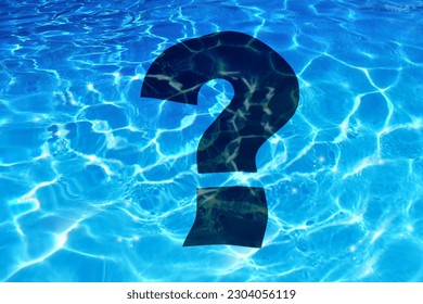 Pool questions and outdoor lifestyle question as water sports safety issues or swimming information and water quality symbol in a 3D illustration style. - Powered by Shutterstock