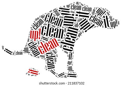 Poop cleaning after dog. Word cloud illustration concept.