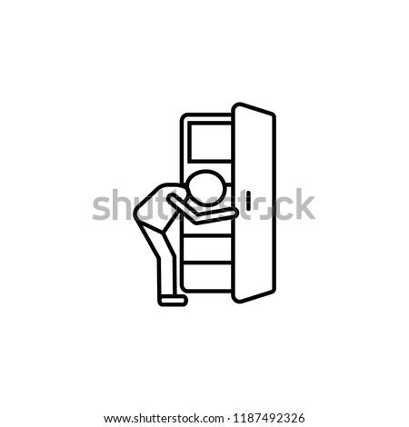 Poor and empty refrigerator icon. Element of poverty social life icon for mobile concept and web apps. Thin line Poor and empty refrigerator icon can be used for web and mobile on white background