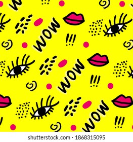 Pop art background yellow with elements