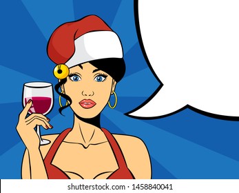 Pop Art Brunette Woman Saying Something Stock Illustration 1458840041