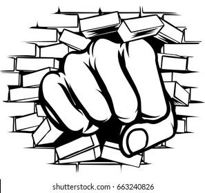Punching through brick wall Images, Stock Photos & Vectors | Shutterstock