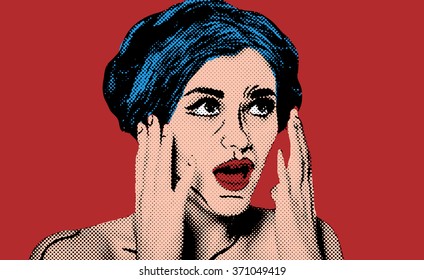 Pop Art Comic Style Woman Vintage Stock Illustration 371049608