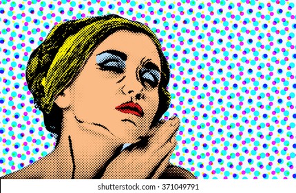 Pop Art Comic Style Woman Vintage Stock Illustration 371049608