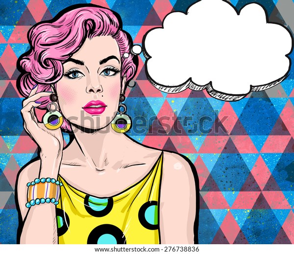 Pop Art Girl Speech Bubble Party Stock Illustration 276738836 0496