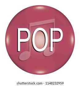Pop button isolated. 3d illustration