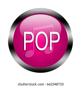 Pop music button isolated, 3d illustration